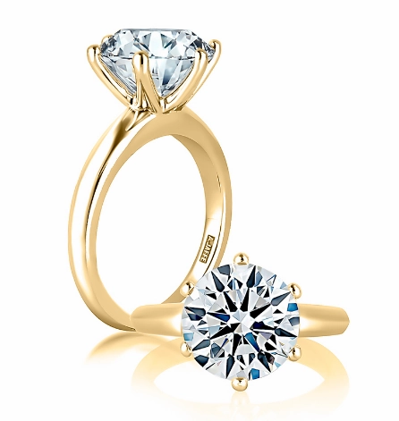 Bold Glint Fantastic Craft A. JAFFE Round Center Solitaire Diamond Engagement Ring Setting in 14K Yellow Gold