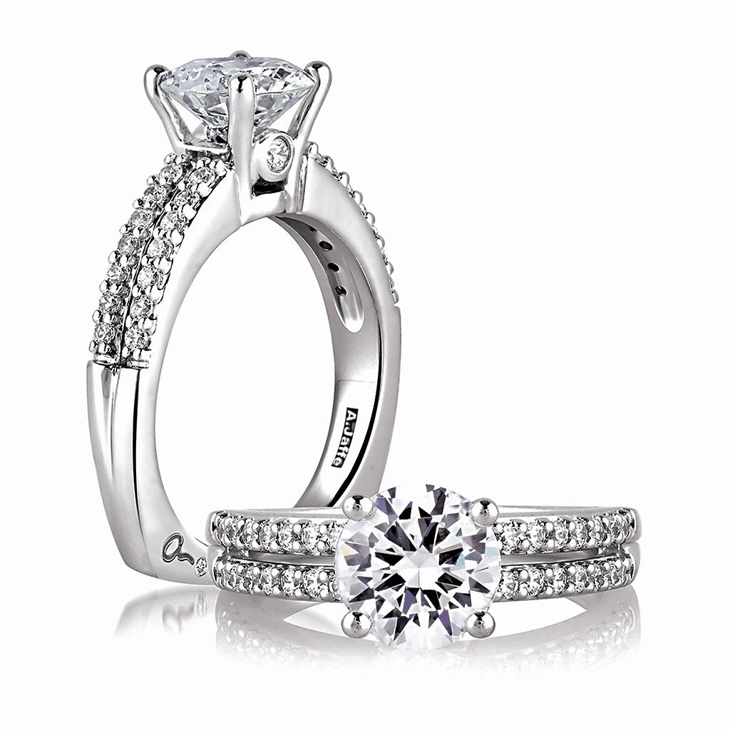 A. Jaffe Classics Diamond Engagement Ring Setting in White Gold Lustrous Shine Actual Piece