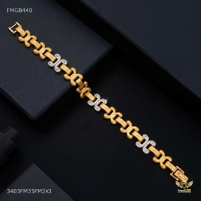 Brunch Look Flat Detail AD Butterfly Gold Plated Bracelet  for Men - FMGB440