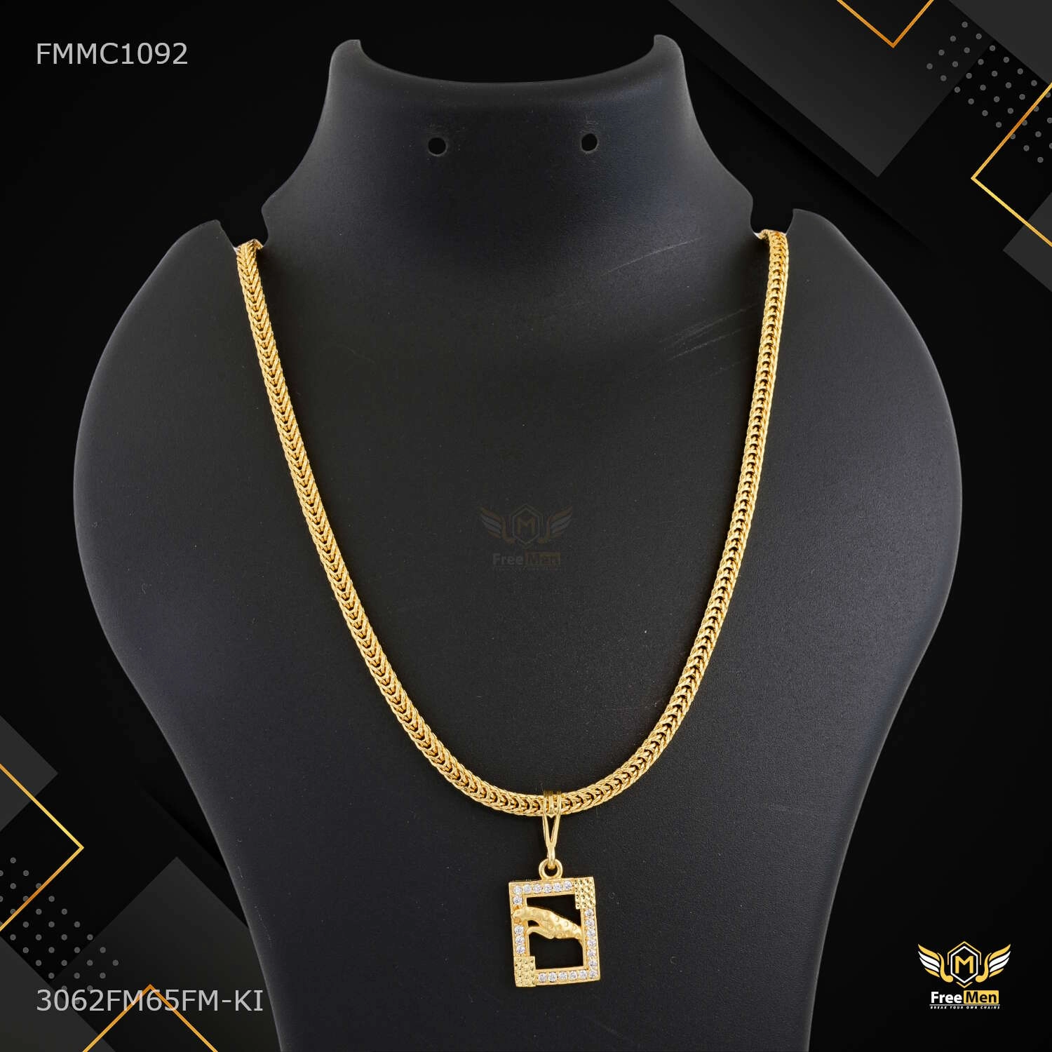 Vintage Detail Sleek Sparkle AD Jaguar Pendent with Snak chain for Man - FMMC1092