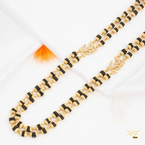 Fine Detail Vibrant Accessories AD Om with Shning Black Rudraksha mala-FMRU878