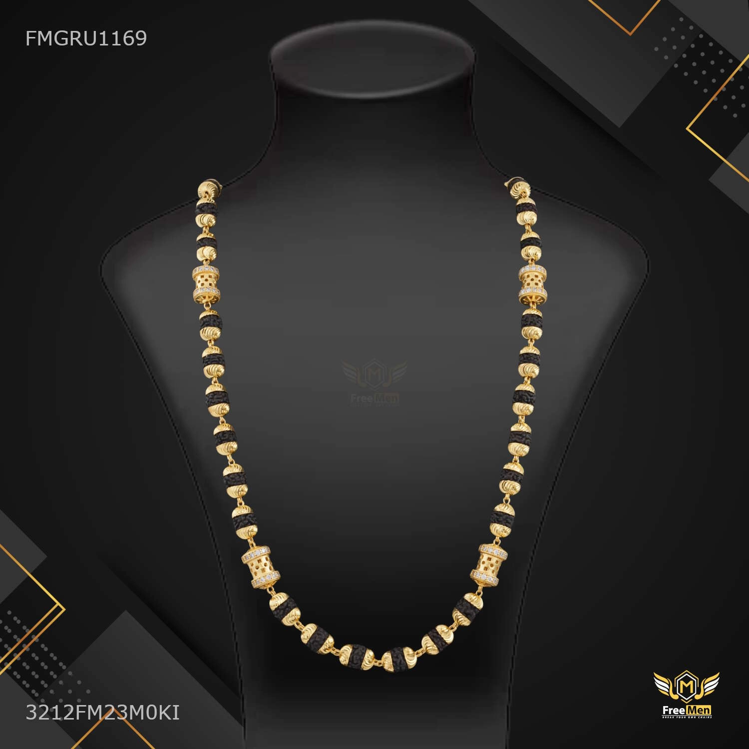 Travel Mood AD Pipe with Golden Cap Rudraksha mala For Men - FMGRU1169