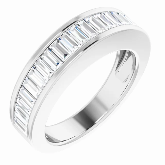 Platinum 1 CTW Diamond Baguette Anniversary Band Size 5 Stylish Accessory Excellent Art