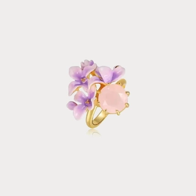 Curved Line Sturdy Gift Early Lilac Pink Crystal Ring
