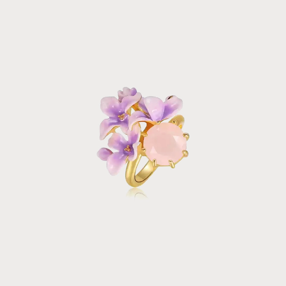Curved Line Sturdy Gift Early Lilac Pink Crystal Ring