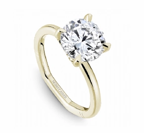 Timeless Finish Rainbow Hue Noam Carver Round Center Hidden Halo Diamond Engagement Ring Setting in 14K Yellow Gold (0.08ctw)