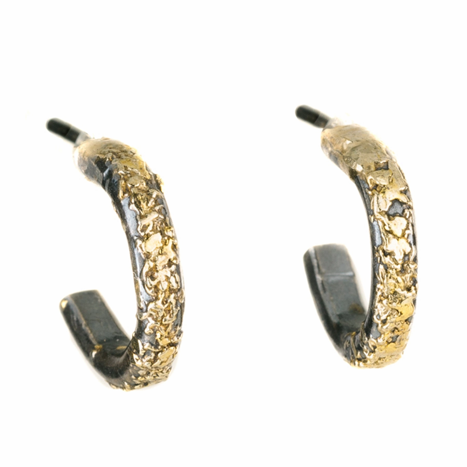 Miniest Hoop Earrings - 18k Gold, 22k Gold Dusted, Oxidized Silver Shiny Gems Refined Piece