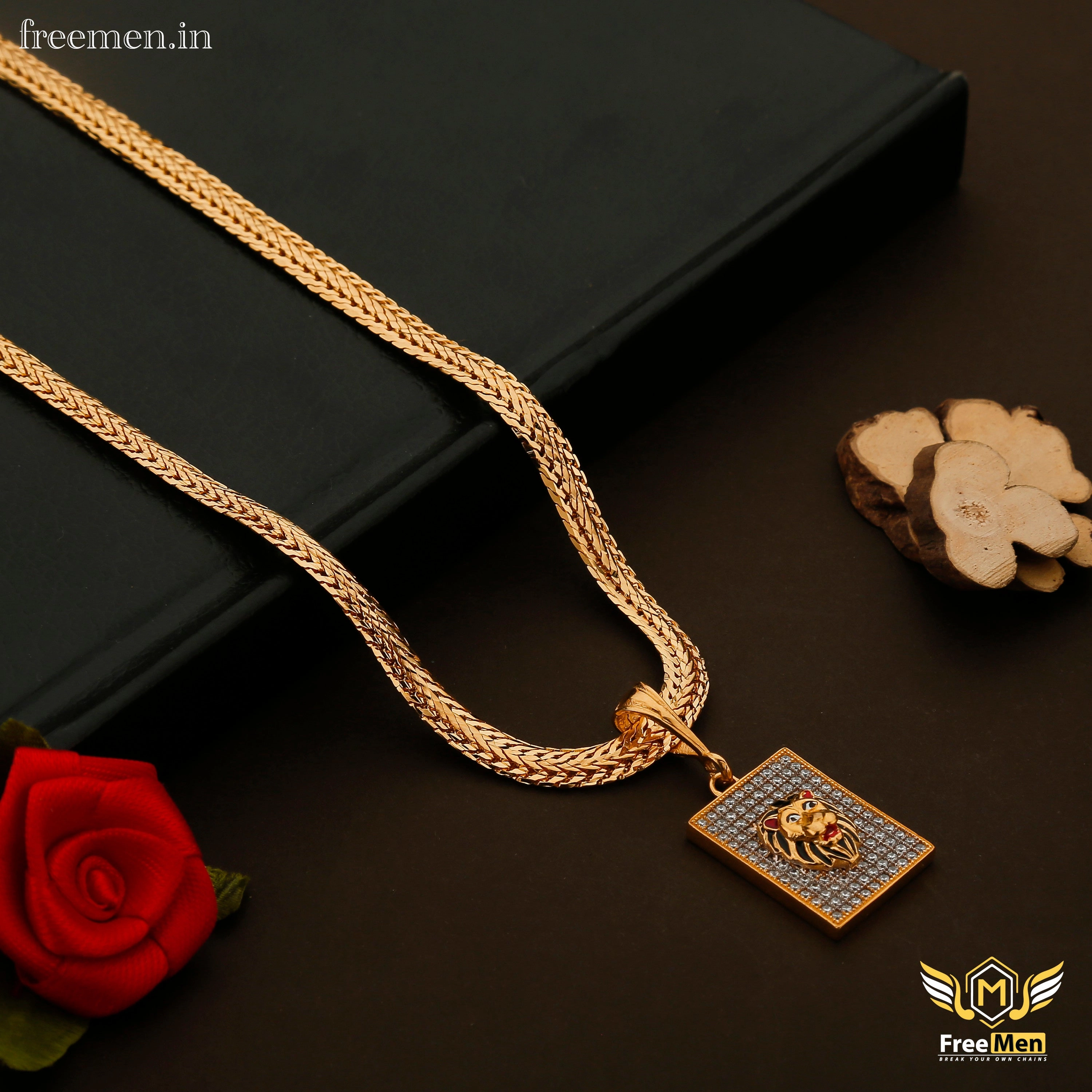 Color Match Freemen Snack Gold Plated Chain with Pendant - FM061