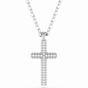 Clean Detail Swarovski Insigne pendant, Pav??, Cross, White, Rhodium plated
