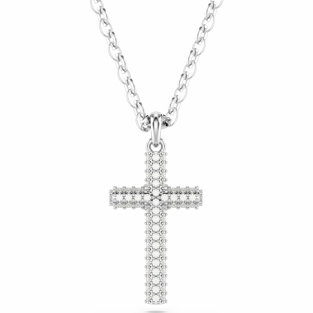 Clean Detail Swarovski Insigne pendant, Pav??, Cross, White, Rhodium plated