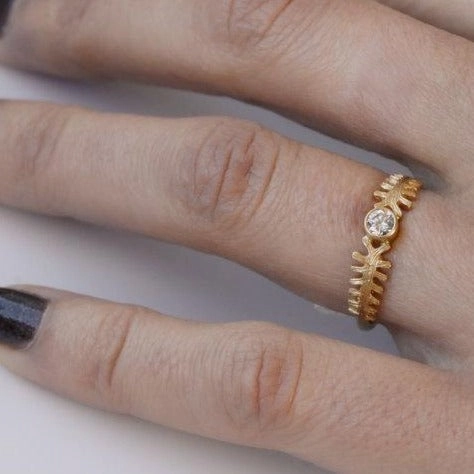 Fern Dell Solitaire Diamond Ring - 14k White Gold   Diamond Custom Creation State Emblem