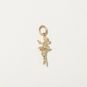 10k Yellow Gold Figure Skater Charm Pure Highlight Subtle Beauty