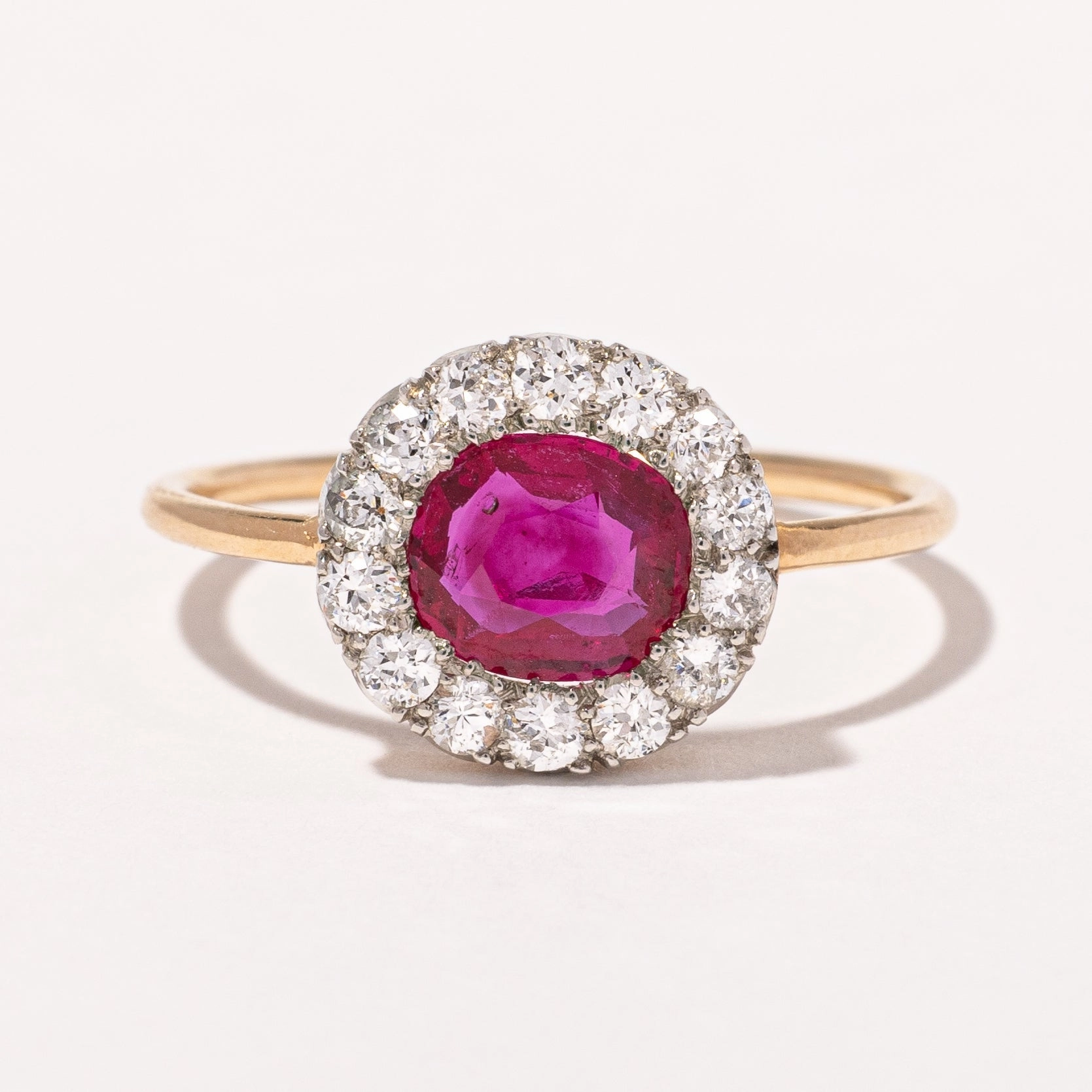Holiday Outfit Antique Natural Ruby & Old European Cut Diamond Ring | 0.90ct, 0.42ctw | SZ 6 |