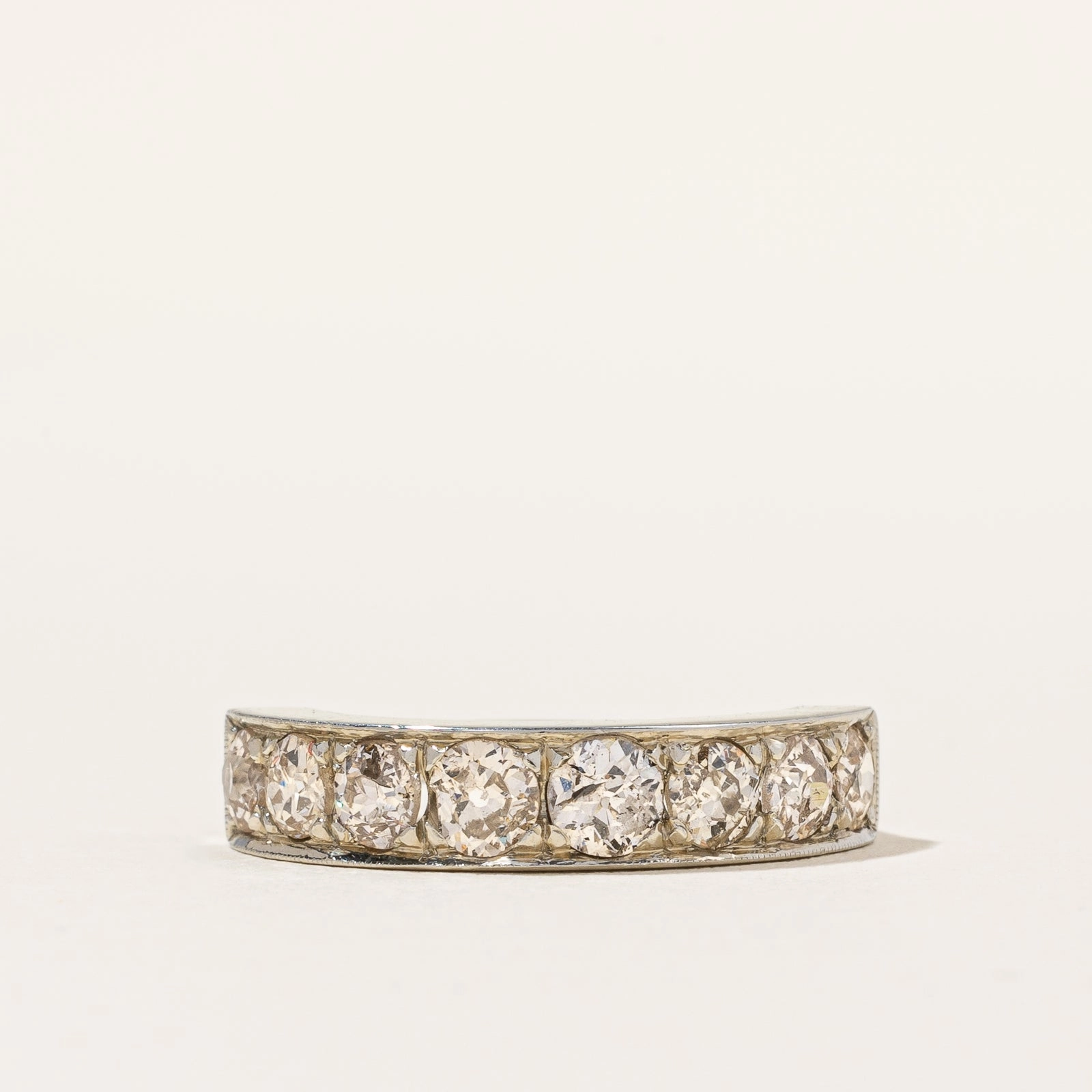 Delicate Style Art Deco-era Birks' Old Mine-cut Semi-Eternity Band | 1.04ctw | SZ 4.25 |