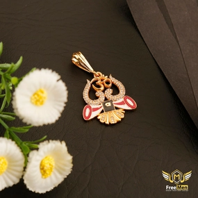 Freemen Om damru with AD diamond pendant FM023 Polished Element Bridesmaid Gift