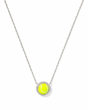 Signature Touch clean look Kendra Scott Tennis Silver Short Pendant Necklace in Chartreuse Magnesite