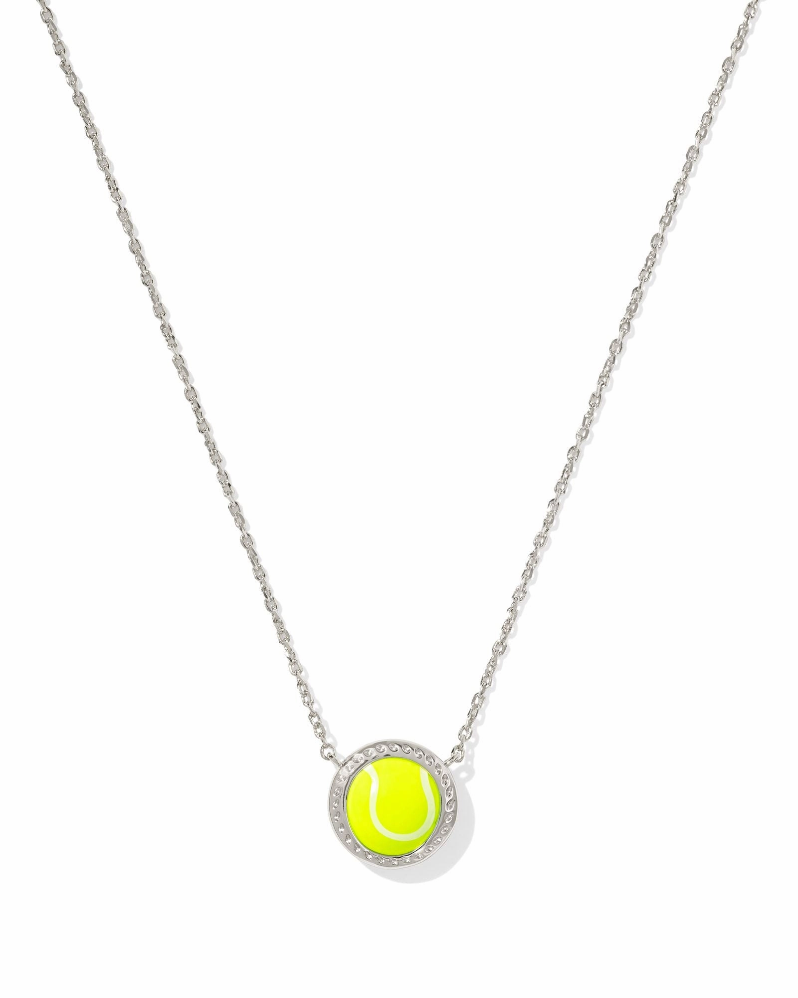 Signature Touch clean look Kendra Scott Tennis Silver Short Pendant Necklace in Chartreuse Magnesite