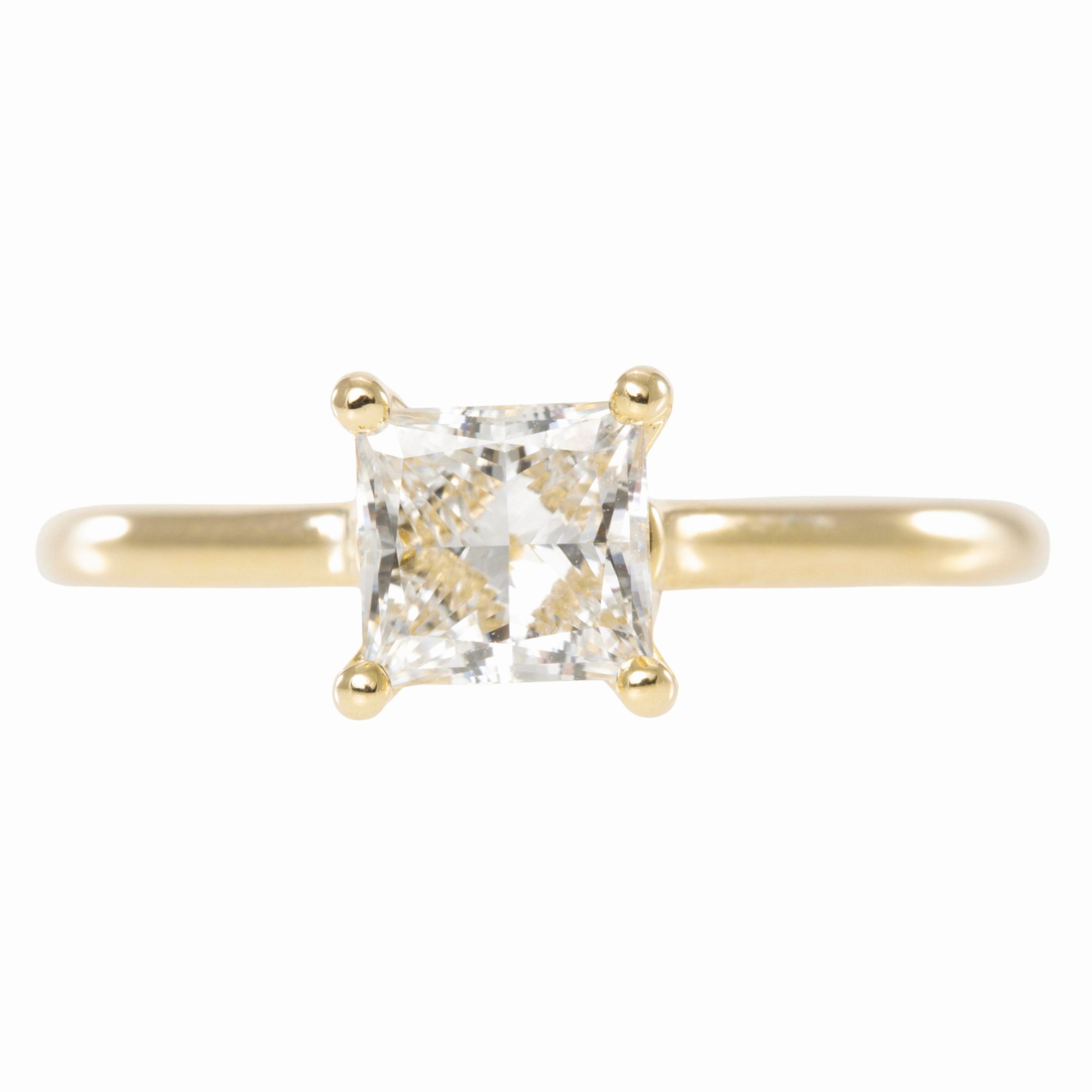Unique Emblem Fashion Accessory Lab Grown Princess Diamond - 14k Gold Four Prong Setting