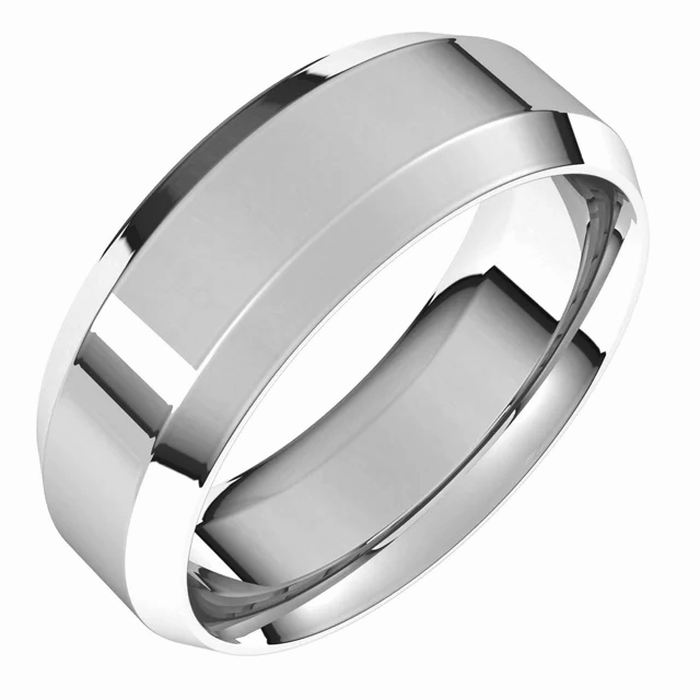 Personal Accessory 10K White 7 mm Beveled-Edge Comfort-Fit Band Size 6.5