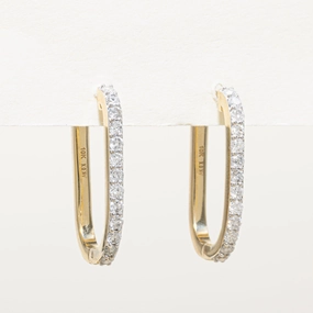 Everyday Glam '100 Ways' 10K Diamond Oval Hoop Earrings| 1.00ctw |