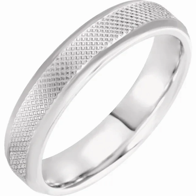14K X1 White 5 mm  Knurled Beveled-Edge Band Size 18.5 Budget Craft Creative Emblem
