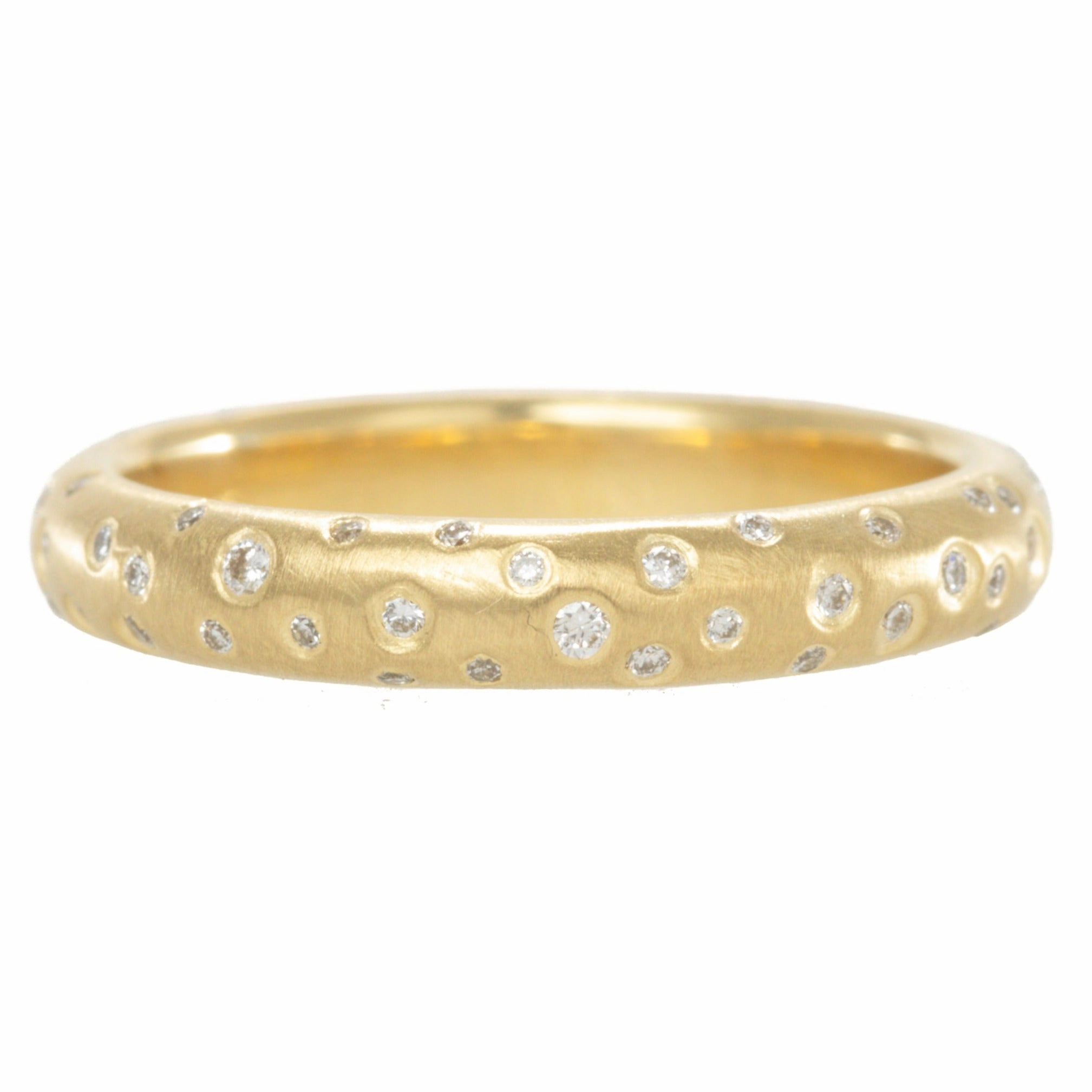 Half Round Band With Scattered Diamonds - 18k/20k Gold, Oxidized Silver   VS Diamonds Secure Accessory