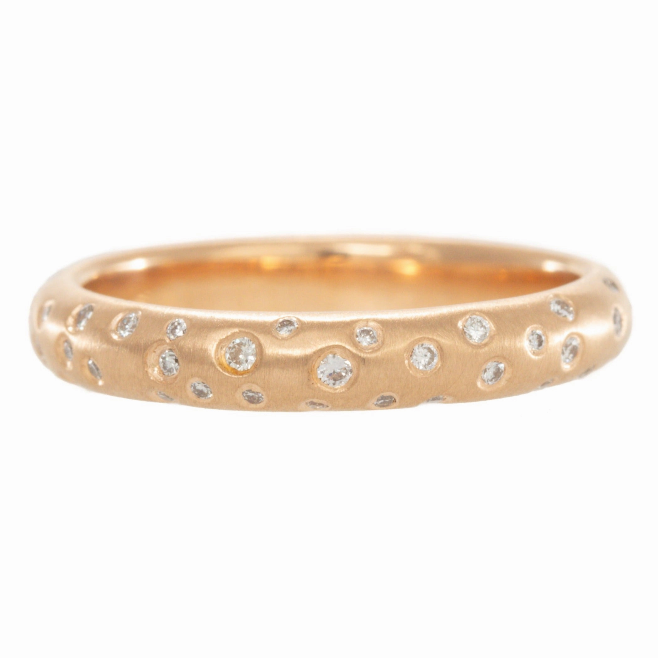 Half Round Band With Scattered Diamonds - 18k/20k Gold, Oxidized Silver   VS Diamonds Amazing Design