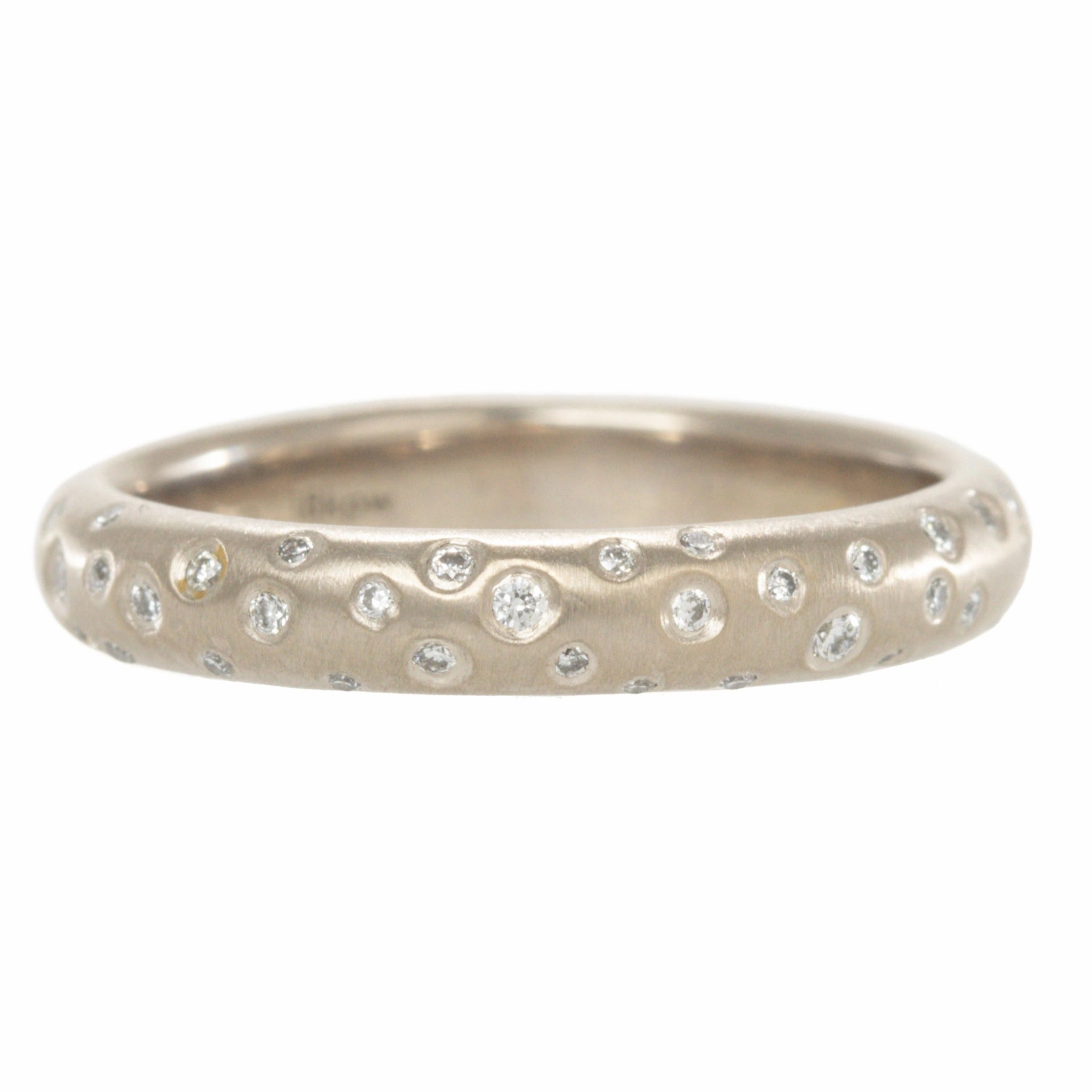 Half Round Band With Scattered Diamonds - 18k/20k Gold, Oxidized Silver   VS Diamonds Affordable Article