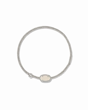 Kendra Scott Grayson Silver Stretch Bracelet in Irisdescent Drusy Premium Form