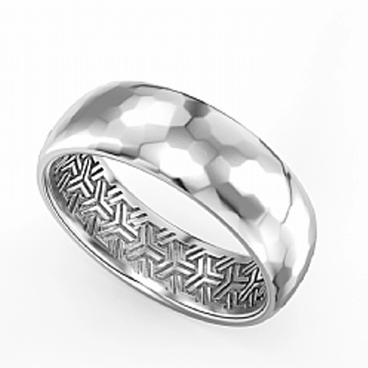 Hypoallergenic Expression Elegant Trinket Noam Carver Mens Wedding Band in White Gold