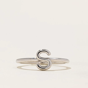 Flawless Accent Glossy Look '100 Ways' White Gold 'S' Initial Ring | SZ 7