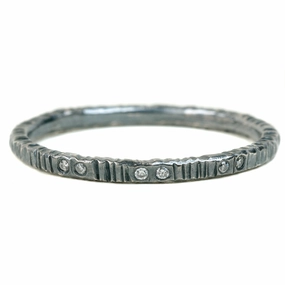 Chic Shape Timeless Beauty Aspen Stackers  - Oxidized Silver   Reclaimed Diamonds