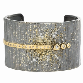 Aspen Statement Cuff 2.0 - 22ky, 18ky, Oxidized Silver   VS Diamonds Minimal Look