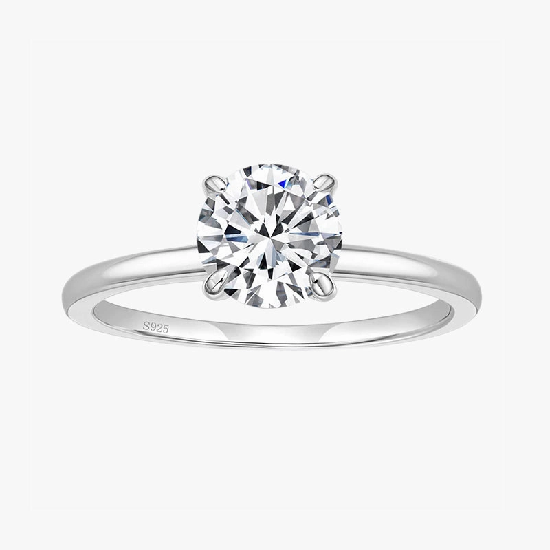 Low-Cost Style 2CT Classic Round Cubic Zirconia Engagement Ring