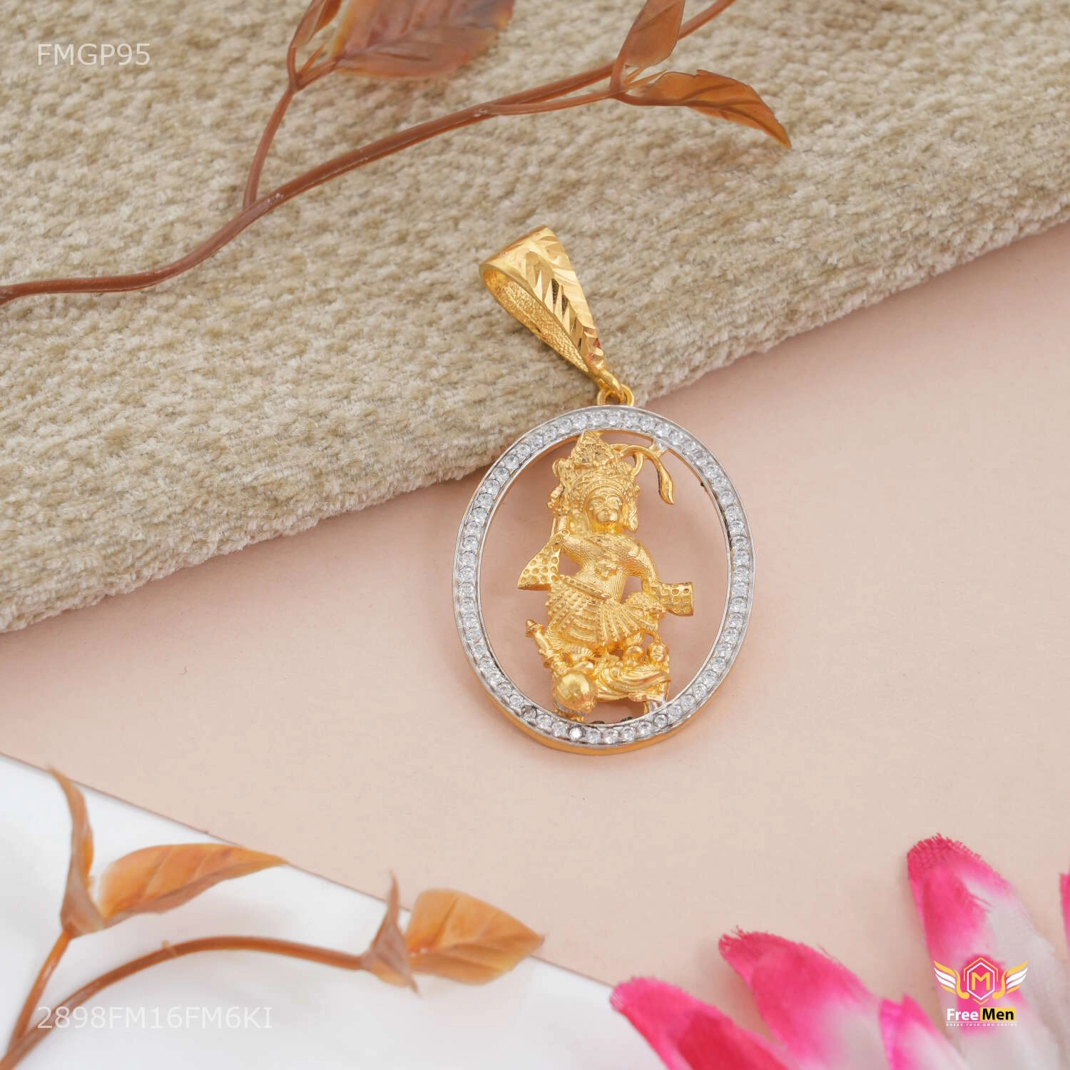 Silver Edge Timeless Piece Balaji Round AD Pendent for Men - FMGP95