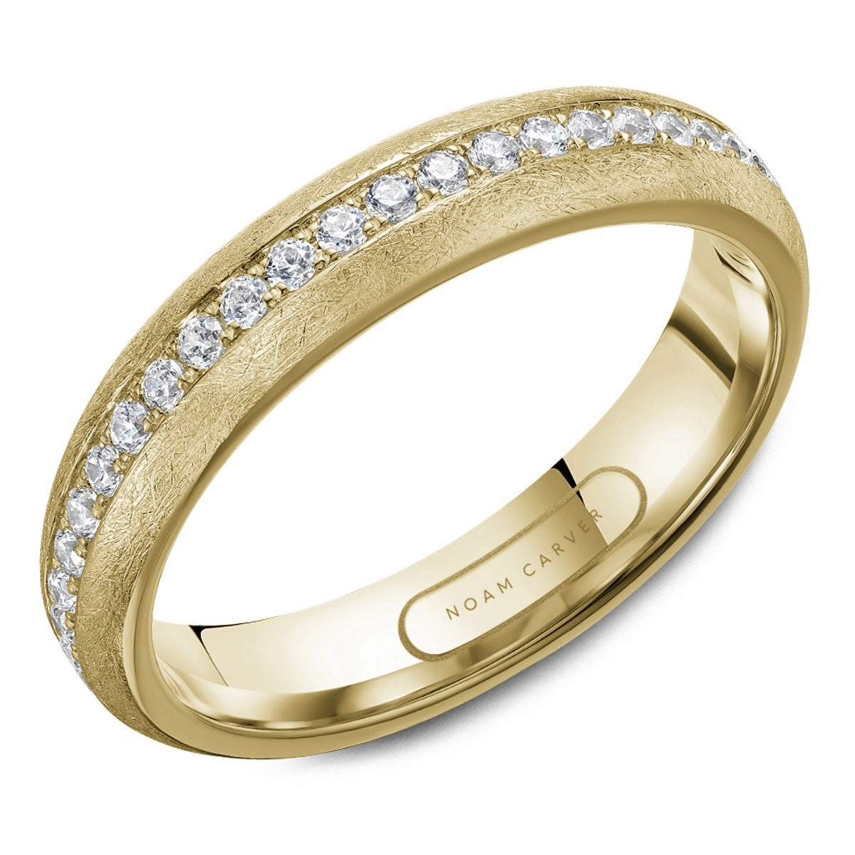Noam Carver Anniversary/Eternity Diamond Wedding Ring in 14K Yellow Gold (0.63ctw) Fashion Accent Painted Surface