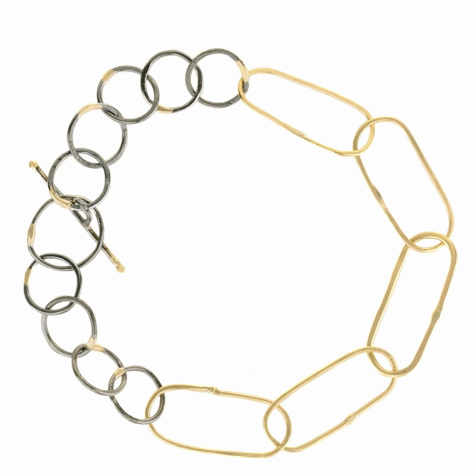 Finest Accent Dazzling Edge Breezy Chain Link Bracelet - 18k Gold   Oxidized Argentium Silver
