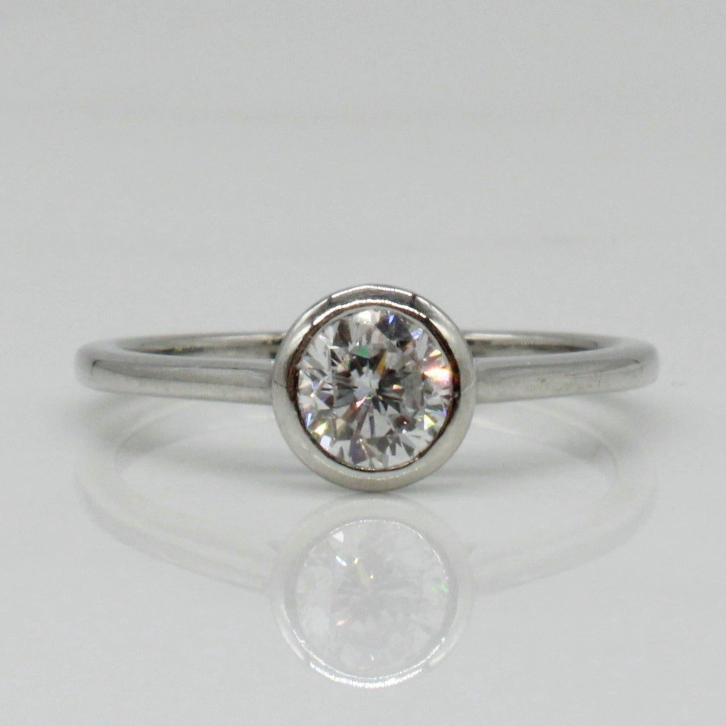 Bespoke' Bezel Set Solitaire Engagement Ring | 0.51ct | SZ 6.5 | Gold Accent