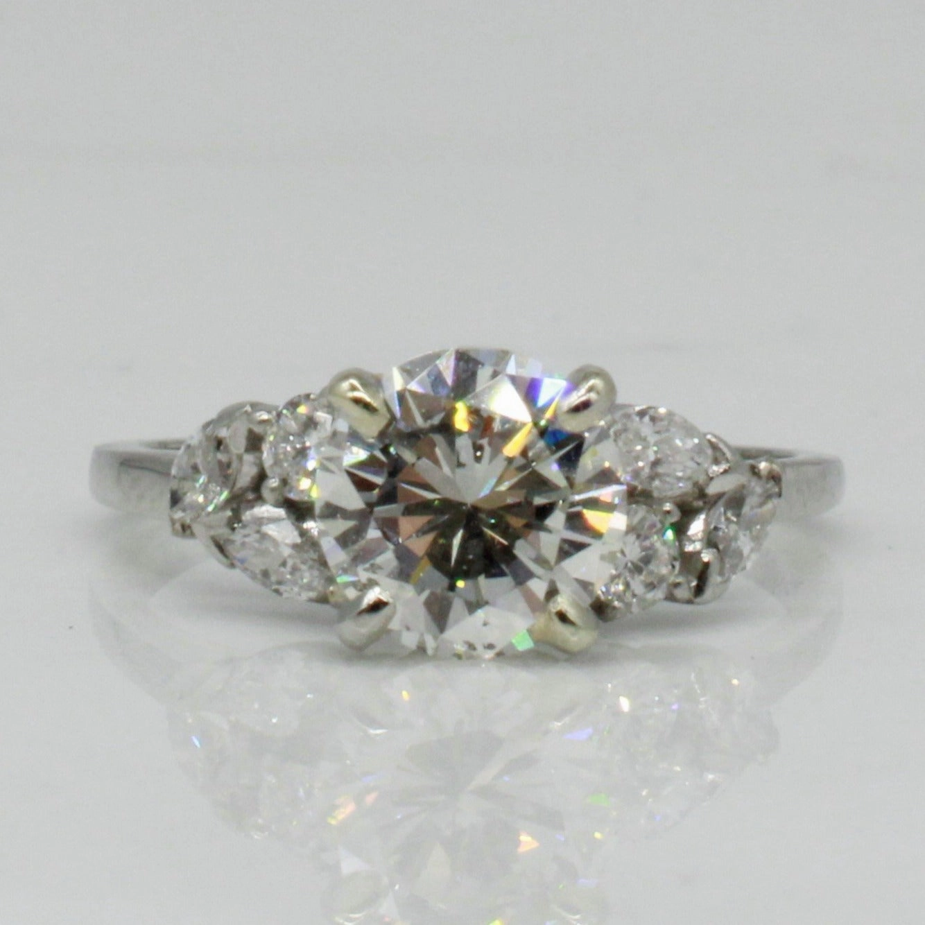 Elegant Beauty Premium Radiance Bespoke' Marquise Cluster Detailed Engagement Ring | 1.51ctw | SZ 4.75 |