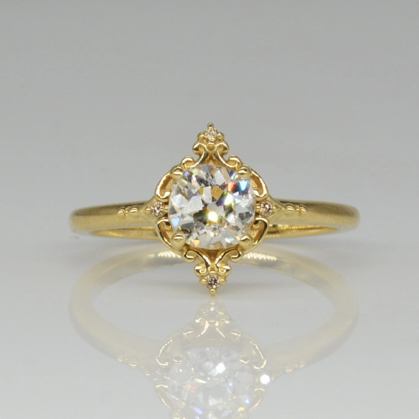 Bespoke' Pale Champagne Old Mine Diamond Ring | 0.86ctw | SZ 7.25 | Season Match Sparkling Jewelry