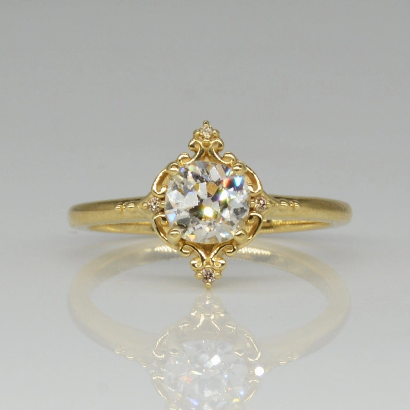 Bespoke' Pale Champagne Old Mine Diamond Ring | 0.86ctw | SZ 7.25 | Polished Glow