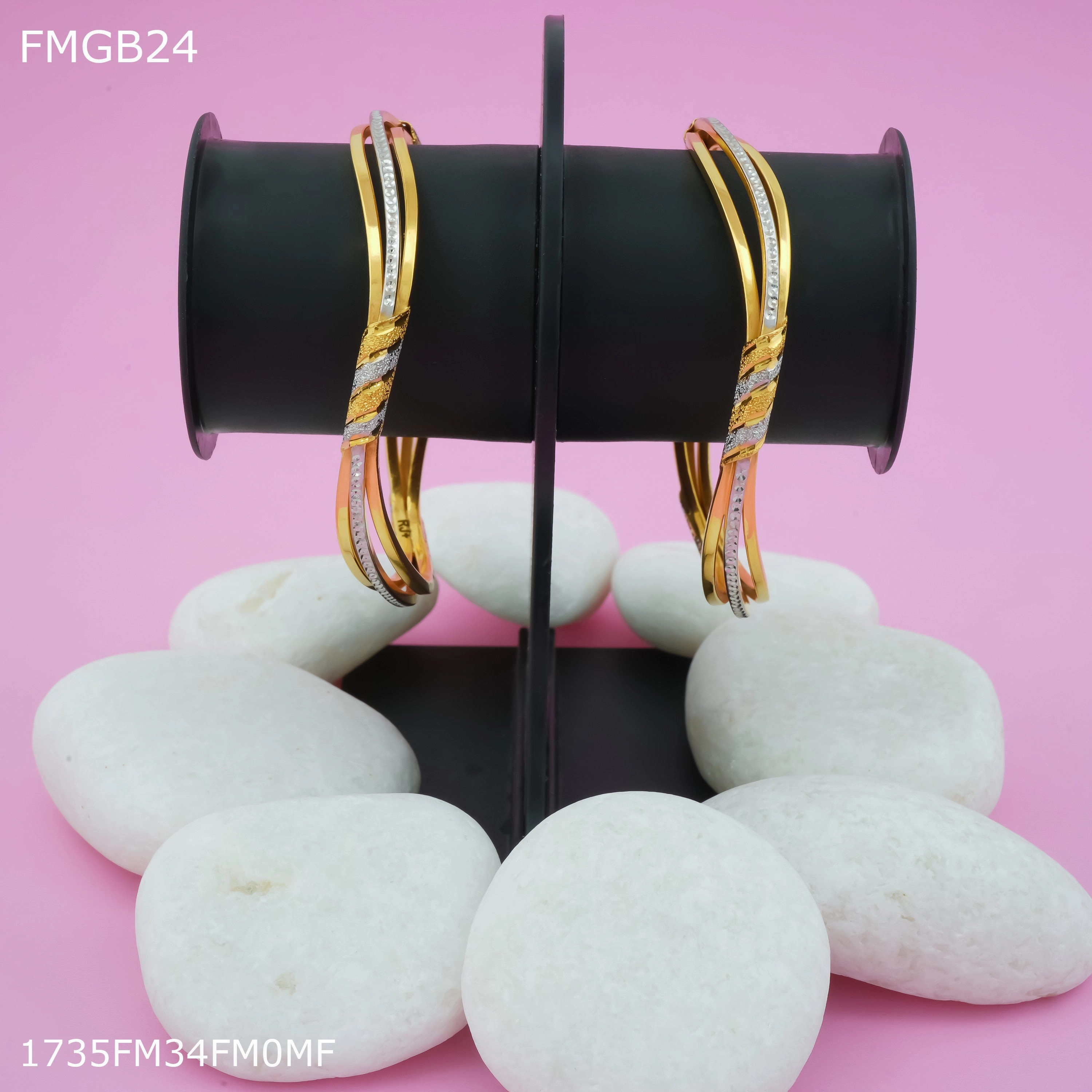 Work Friendly Freemen 1mg zik zek Two pic gold Bangles For Women - FWGB024
