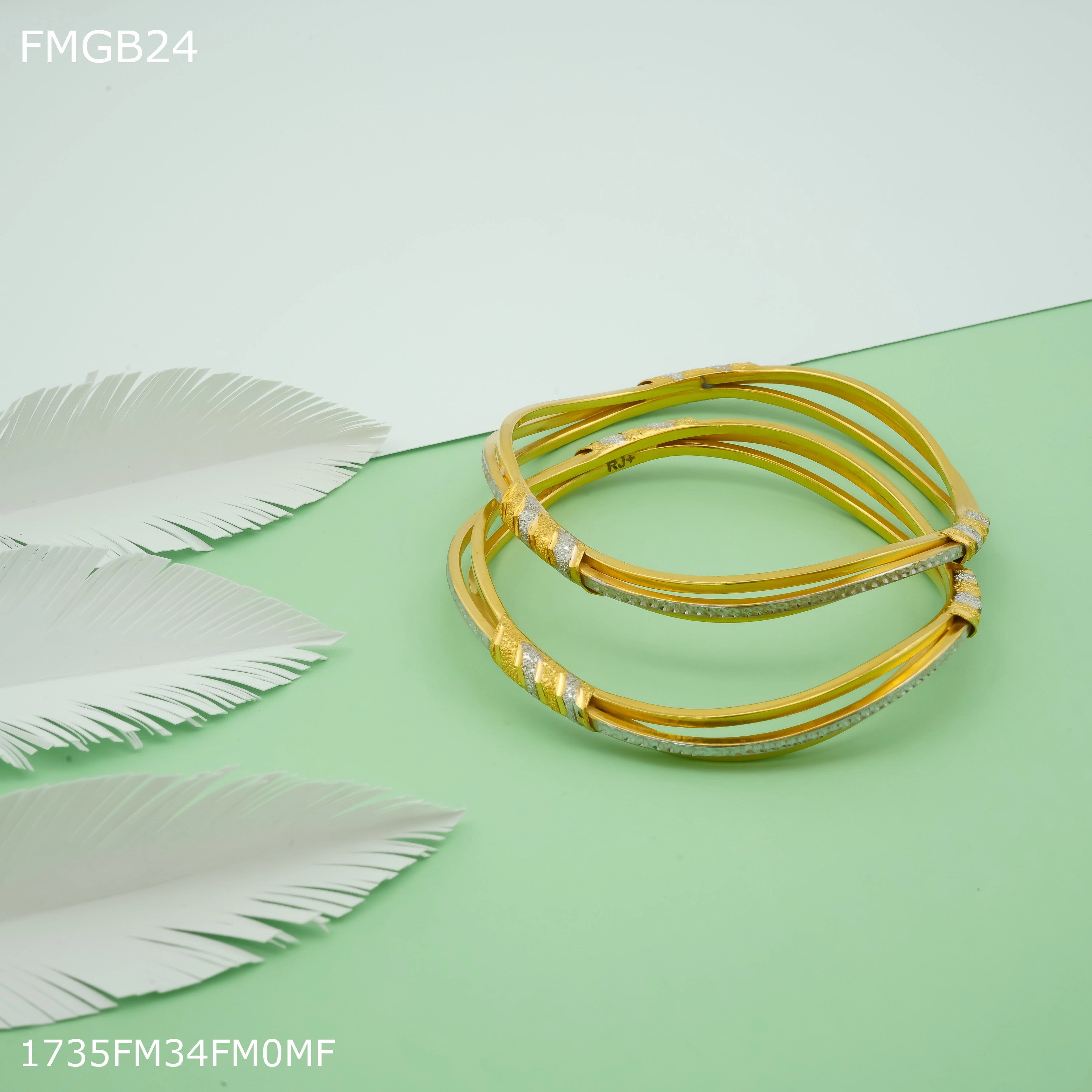 Freemen 1mg zik zek Two pic gold Bangles For Women - FWGB024 Bold Statement