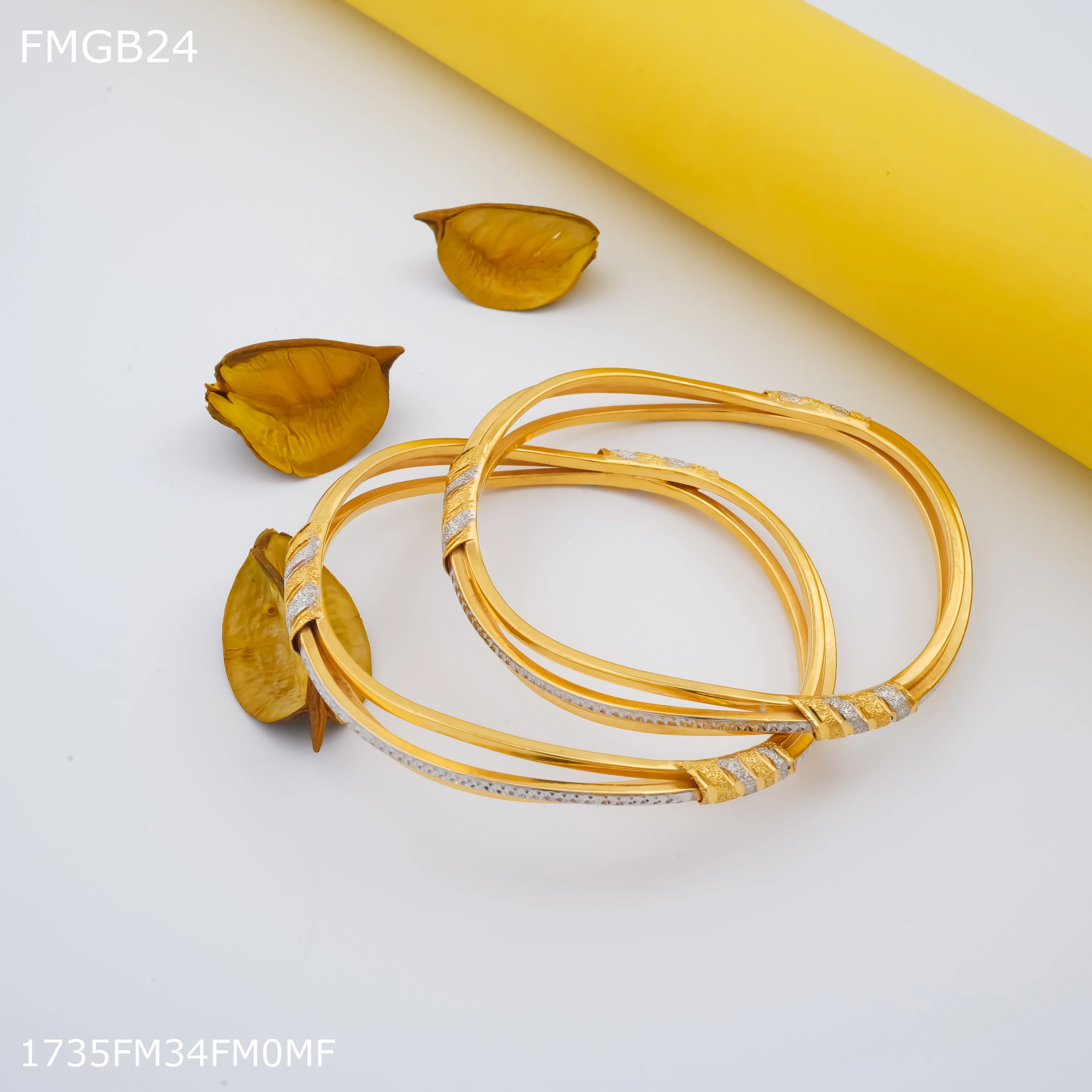 Freemen 1mg zik zek Two pic gold Bangles For Women - FWGB024 Sleek Finish Seasonal Pairing