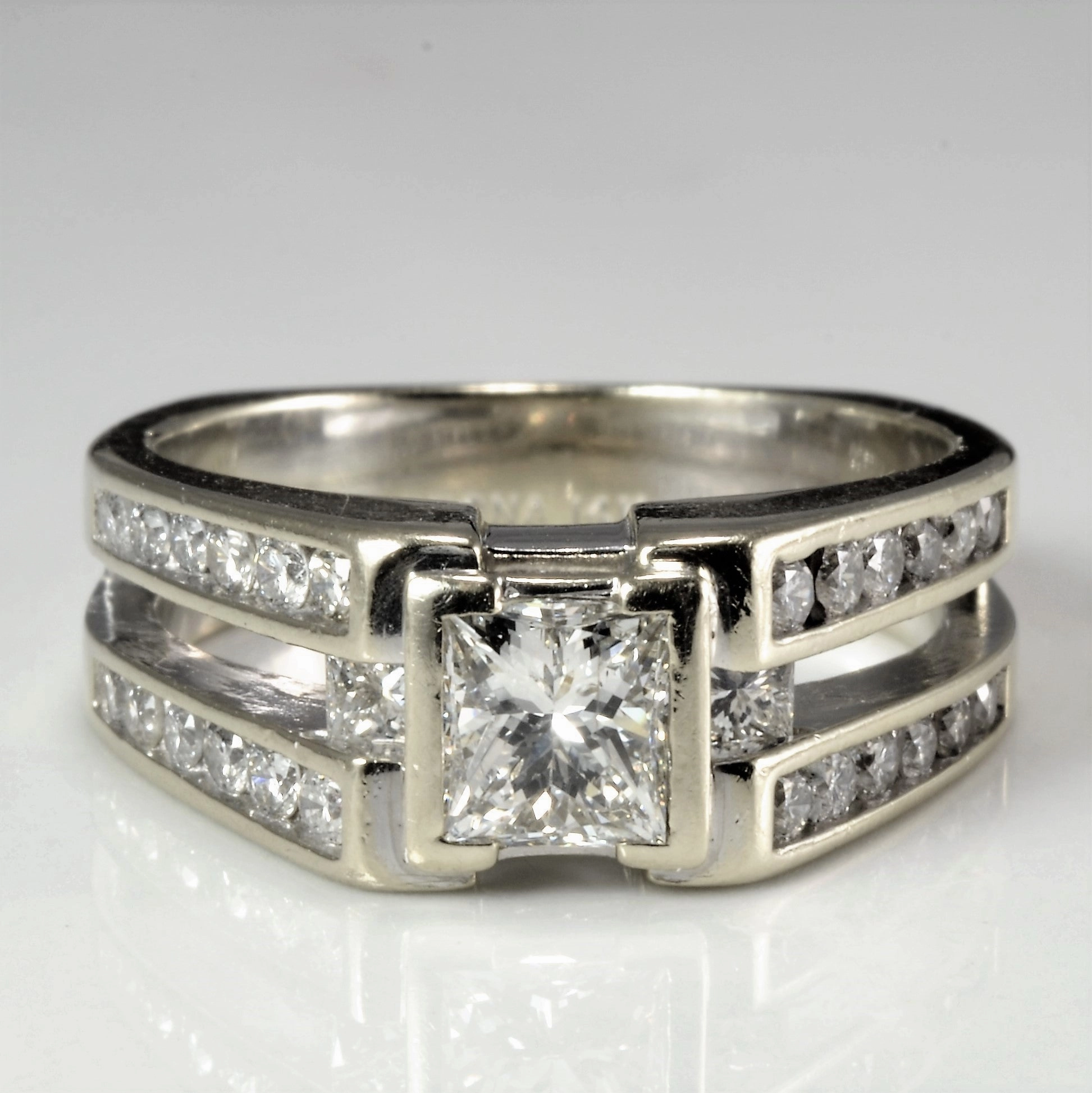 Bezel Set Diamond Open Shank Ring | 1.17ctw SI2 I/J | SZ 6.5 Neutral Tone