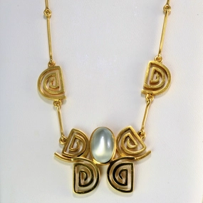 Cultural Event Cool feature Bezel Set Moonstone Geometric Necklace | 18"