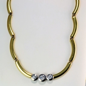 Bezel Set Three Diamond Scalloped Necklace | 0.60ctw | 18" Stylish Detail Gift For Him