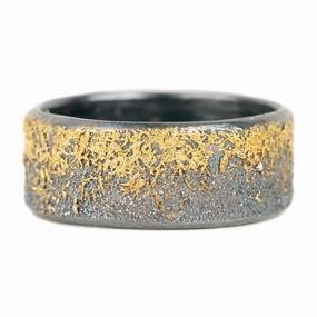 Custom Shine Design Opulent Look Black   Gold Dusted Band - 22k Gold   Oxidized Argentium Silver