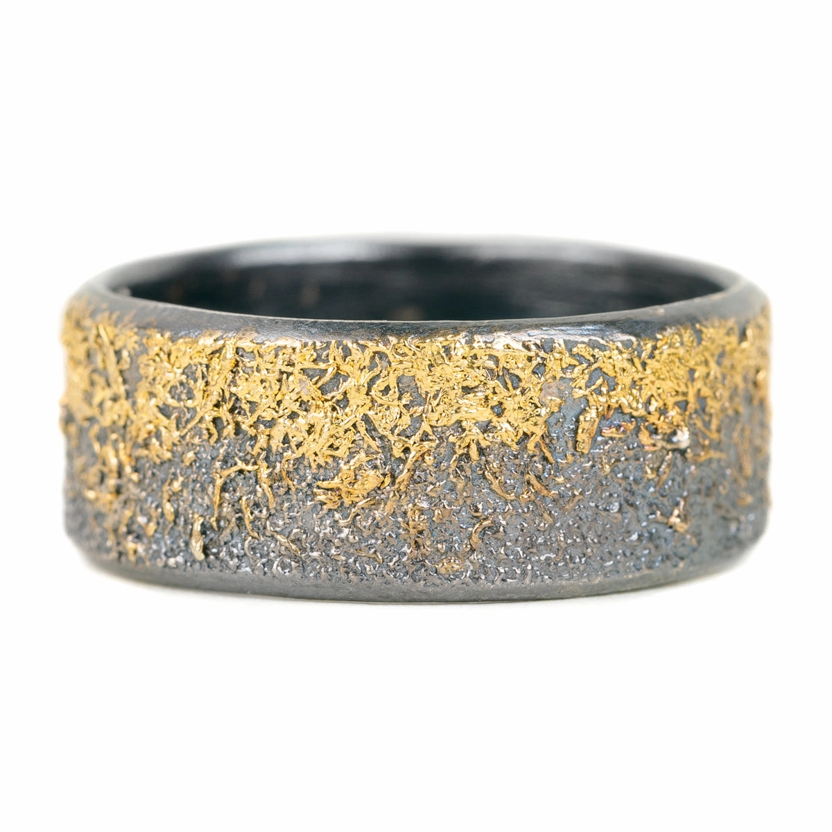 Custom Shine Design Opulent Look Black   Gold Dusted Band - 22k Gold   Oxidized Argentium Silver