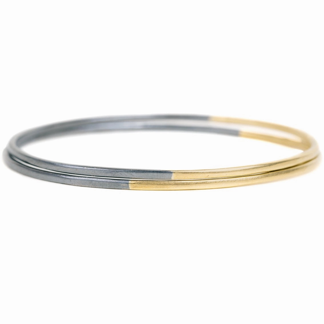 Modern Duo Black   Gold Legacy Stacker Bangles - 18k gold   Oxidized Silver